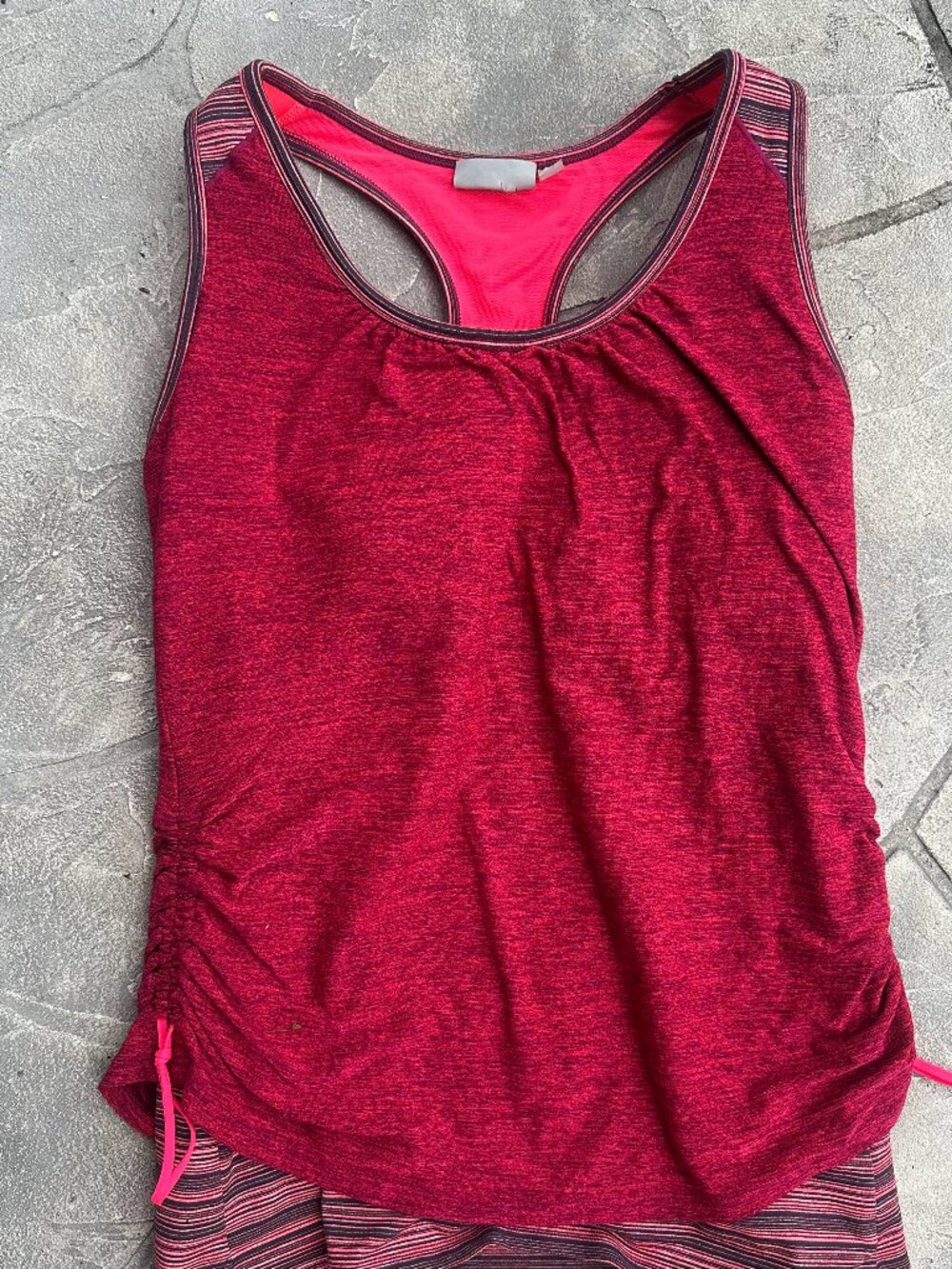 Athleta Royal Pigeon Women's Tank Top, Plum Red/Coralade Stripe - Small